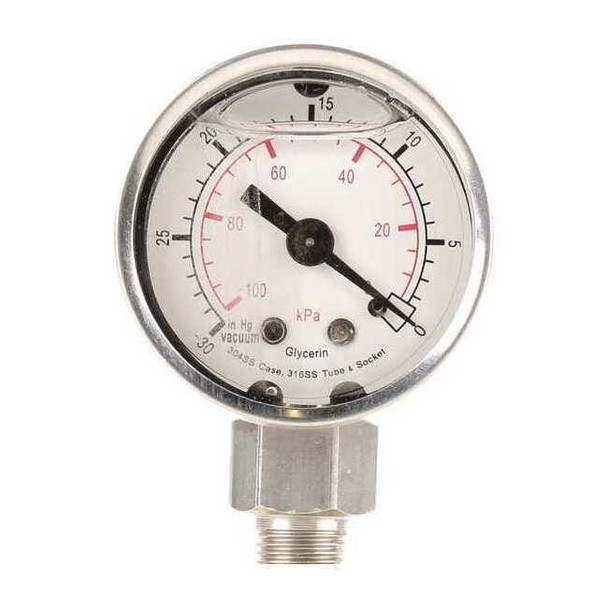 Manufacturer Varies Commercial Vacuum Gauge,  +/-3-2-3%, Sil 4CFD8
