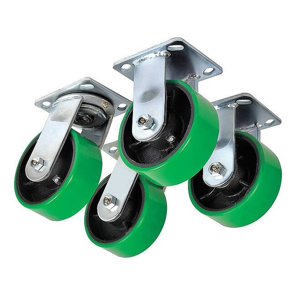 Manufacturer Varies Plate Caster Kit,Poly,8 in.,4800 lb.,PK4 5PKJ3
