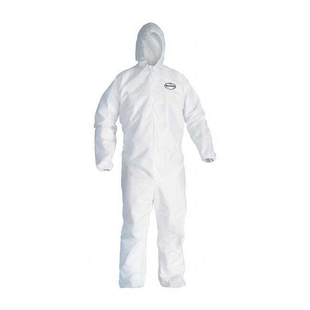 Kleenguard Hooded Disposable Coverall,White,L,PK25 46113