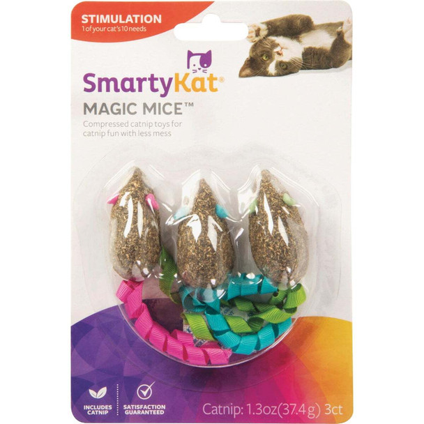 SmartyKat Magic Mice Compressed Catnip and Ribbon Cat Toy (3-Pack)