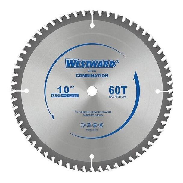 Westward CircularSawBlade,Carbide,Dia:10" 24EL99
