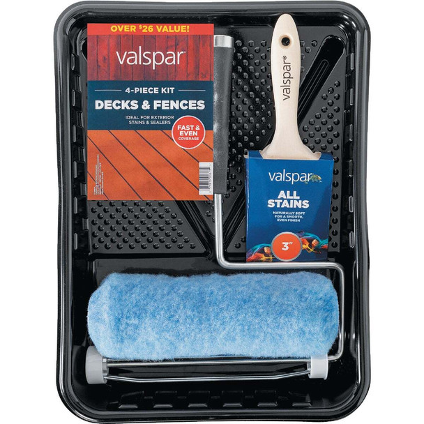 Valspar Deck and Fences Paint Roller Kit (4-Piece) 889905140
