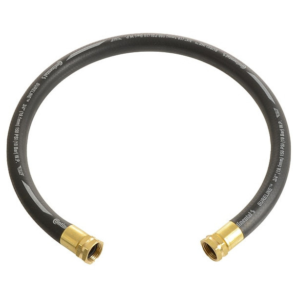 1 in ID x 3 ft L Garden Leader Hose, EPDM Tube, Black, Brass x Brass Fitting