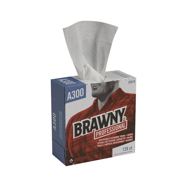 Brawny Disposable Wipes, 9-13/64" x 12-13/32", 10 Pack, 128 Sheets/ Pack 29518