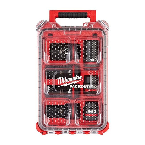 Milwaukee Tool 1 in Drive Impact Socket Set, Metric, SAE, 7 pcs 49-66-7840