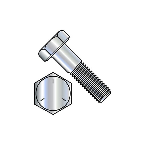 Grade 5, 1-1/4"-12 Hex Head Cap Screw, Zinc Plated Steel, 7 in L, 12 PK
