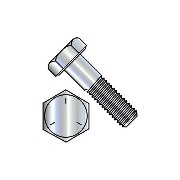 Grade 5, 5/8"-11 Hex Head Cap Screw, Zinc Plated Steel, 3-1/4 in L, 100 PK