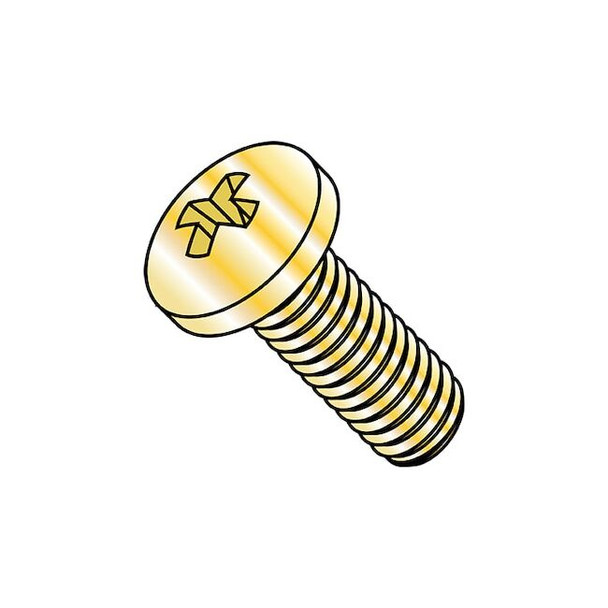 #4-40 x 7/8 in Phillips Pan Machine Screw, Zinc Yellow Steel, 10000 PK