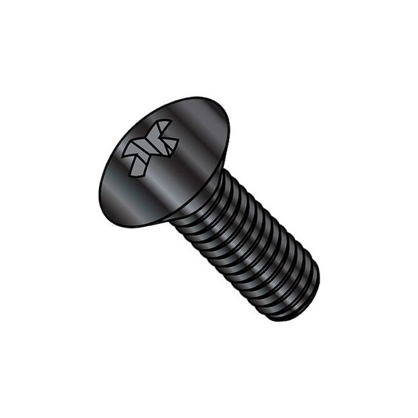 1/4"-20 x 1 in Phillips Oval Machine Screw, Black Oxide Steel, 3000 PK