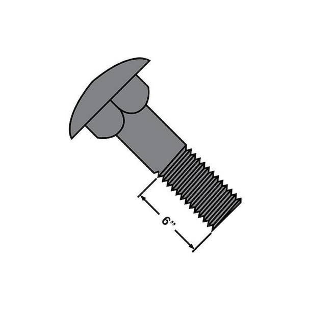 Carriage Bolt, Square Neck, Steel, Hot Dipped Galvanized, 25 PK