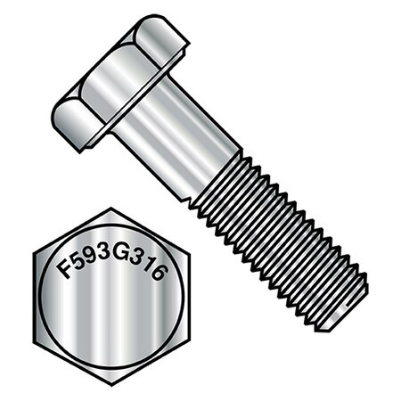 316, 3/8"-16 Hex Head Cap Screw, Plain Stainless Steel, 3-1/2 in L, 50 PK