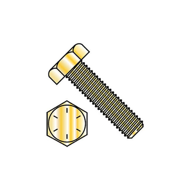 Grade 8, 3/8"-24 Hex Head Tap Bolt, Zinc Yellow Steel, 4 in L, 100 PK