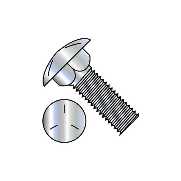 Carriage Bolt, Square Neck, Steel, Zinc Plated, 100 PK