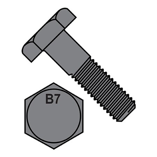 Grade B7, 5/8"-11 Hex Head Cap Screw, Plain Steel, 2-3/4 in L, 125 PK