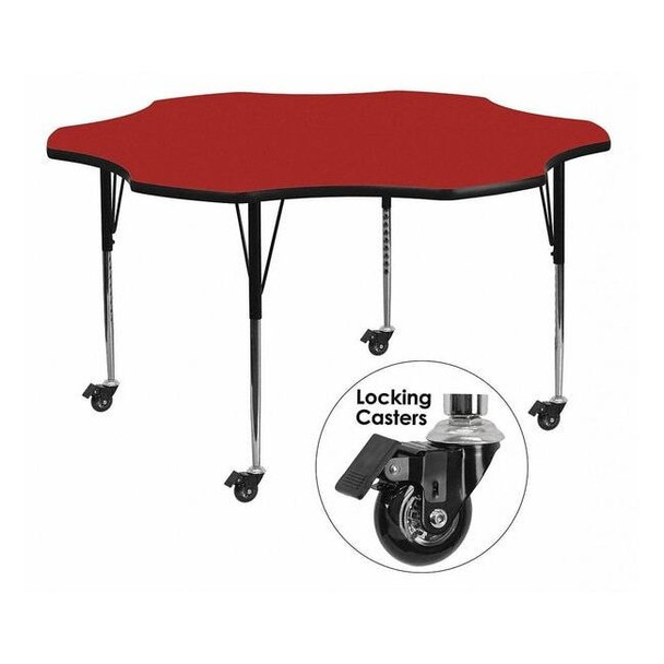Flower Activity Table, 60" W, 60" L, 30.37" H, Laminate, Red