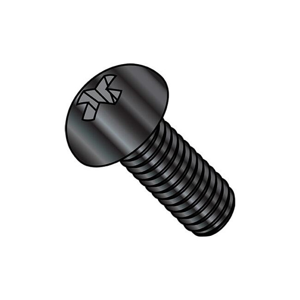1/4"-20 x 1 in Phillips Round Machine Screw, Black Oxide Steel, 2500 PK