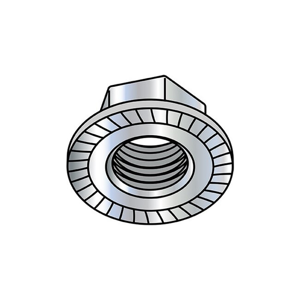 Flange Nut, 5/8"-11, Steel, Zinc Baked, 0.938 in Hex Wd, 150 PK