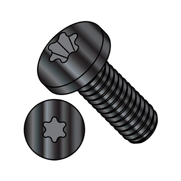 #10-32 x 3/8 in Torx Pan Machine Screw, Zinc Black Steel, 8000 PK