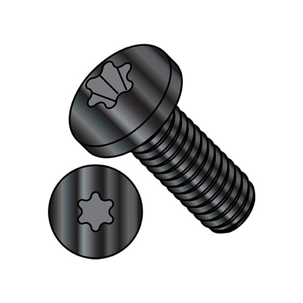 #10-32 x 5/8 in Torx Pan Machine Screw, Zinc Black Steel, 6000 PK