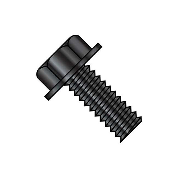 1/4"-20 x 1-1/4 in Hex Hex Machine Screw, Black Oxide Steel, 1500 PK