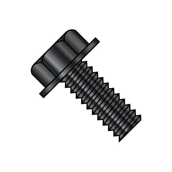 #10-32 x 1/2 in Hex Hex Machine Screw, Black Oxide Steel, 7000 PK