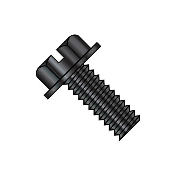 #4-40 x 1/4 in Slotted Hex Machine Screw, Black Oxide Steel, 10000 PK