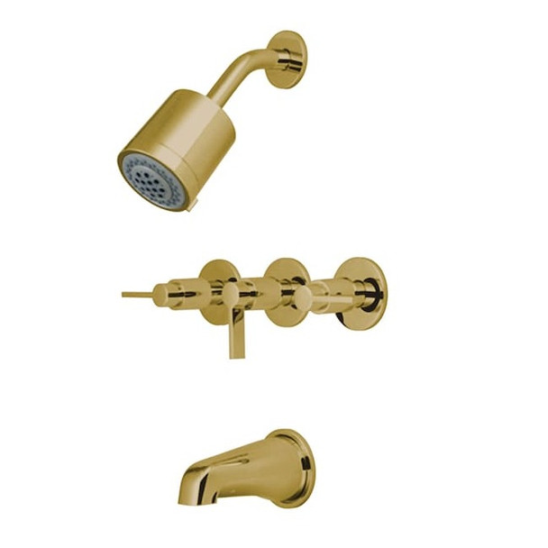 Kingston Brass Tub and Shower Faucet, Polished Brass, Wall Mount KBX8132NDL
