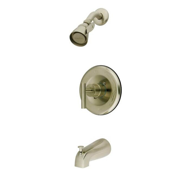 Kingston Brass Tub and Shower Faucet, Brushed Nickel, Wall Mount KB6638CML