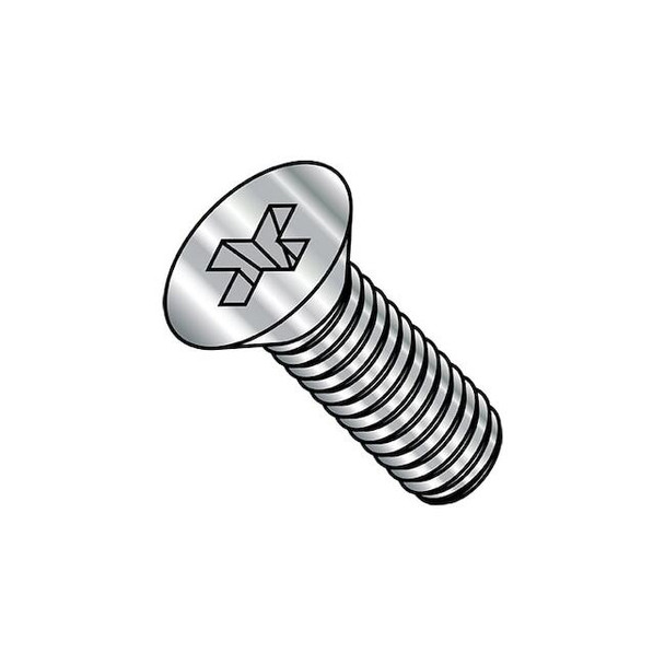 #0-80 x 7/16 in Phillips Flat Machine Screw, Plain Stainless Steel, 5000 PK