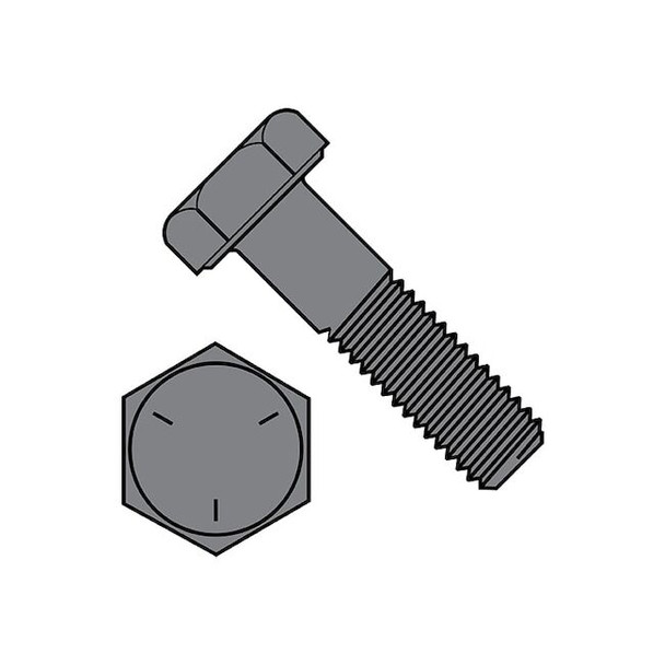 Grade 5, 1-1/2"-6 Hex Head Cap Screw, Plain Steel, 3-1/2 in L, 4 PK