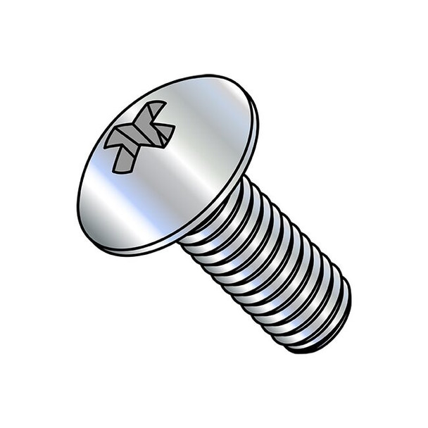 #8-32 x 1/2 in Phillips Truss Machine Screw, Zinc Plated Steel, 9000 PK