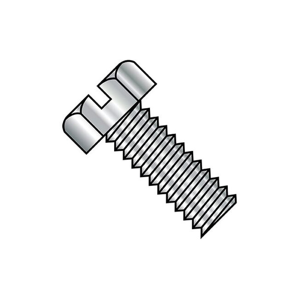#6-32 x 1 in Slotted Hex Machine Screw, Plain Steel, 5000 PK