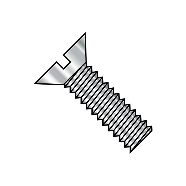 3/8"-16 x 5 in Slotted Flat Machine Screw, Plain Steel, 100 PK