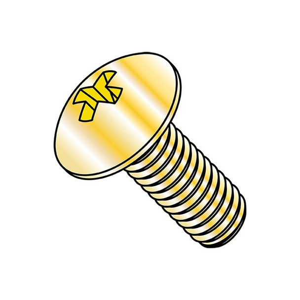 1/4"-20 x 3/4 in Phillips Truss Machine Screw, Zinc Yellow Steel, 2500 PK