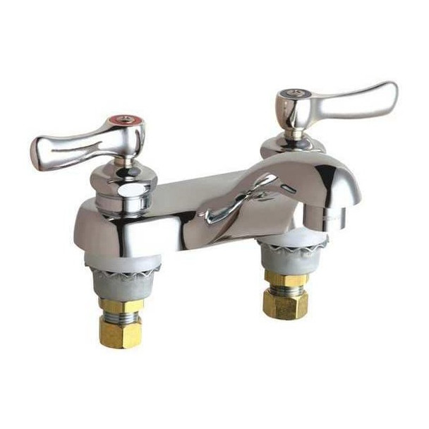 Manual Low Arc Bathroom Faucet, 4" Mount, Polished Chrome 2 Hole