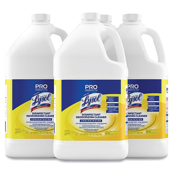 Lysol Disinfectant Cleaner, Jug, Lemon, 4 PK 19200-99985