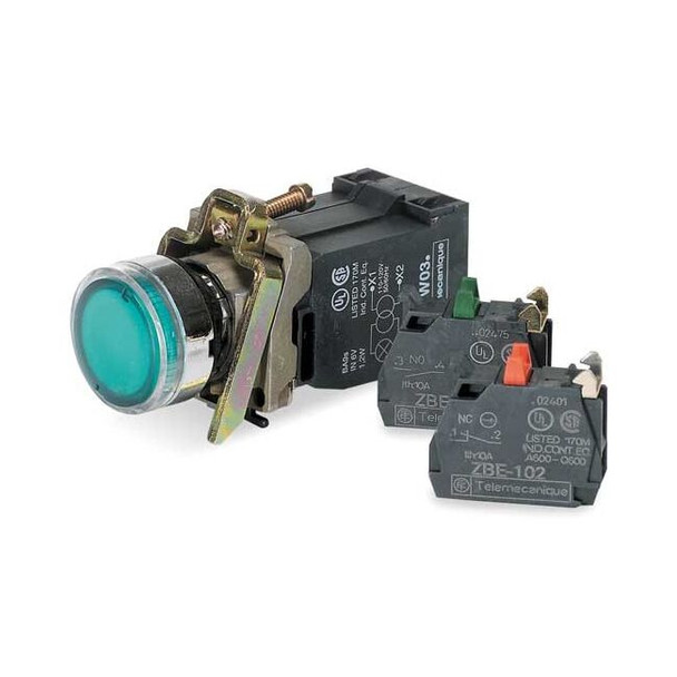 Schneider Electric Illuminated Push Button, 22 mm, 1NO/1NC, Green XB4BW3335