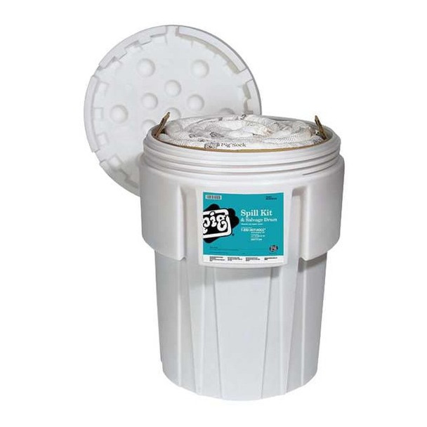 Spill Kit, 52 gal Volume Absorbed per Kit, 95 gal Capacity, Drum, White, 91