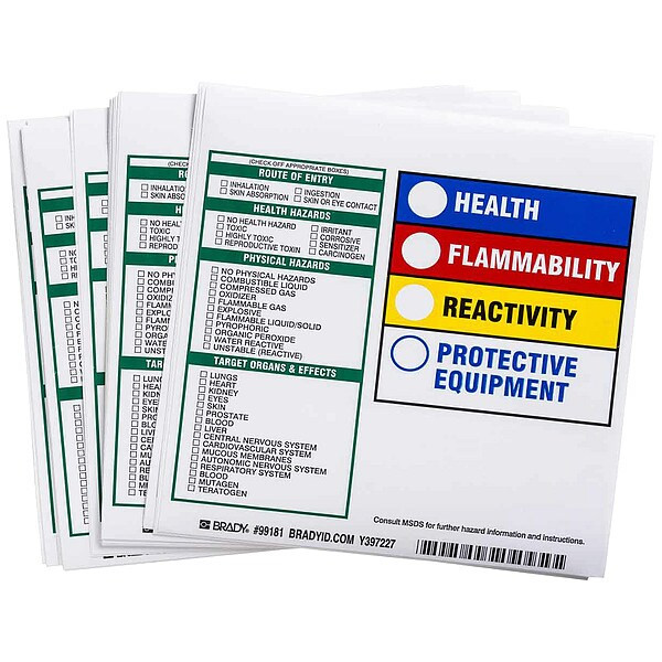 Brady Label, HMIG Reactivity, Paper, 6 in W, 6 in H 99181