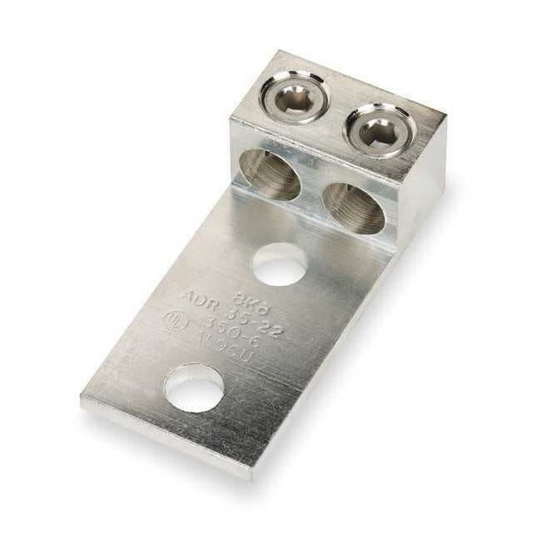 Mechanical Lug, 350 kcmil Max, 2 Conductor, 2 Hole, 1/2 in Stud, Aluminum