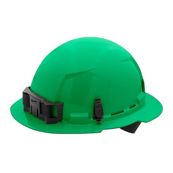 BOLT Green Full Brim Hard Hat w/4pt Ratcheting Suspension - Type 1, Class E