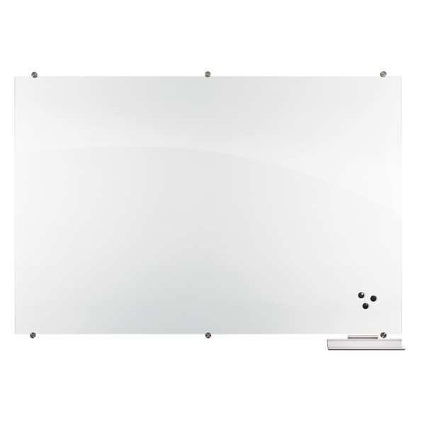 Mooreco Dry Erase Board, Glass, 48 in, 72 in, No Frame Frame, White, Gloss 83845