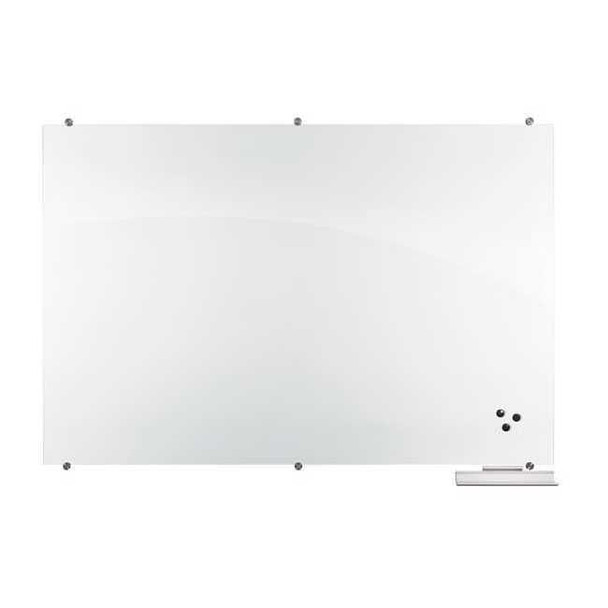 Mooreco Dry Erase Board, Glass, 48 in, 72 in, No Frame Frame, White, Gloss 83845