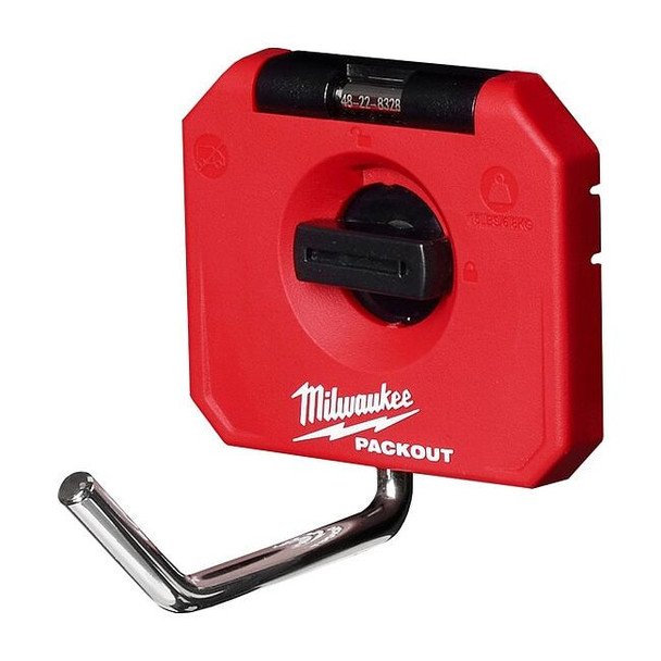 Milwaukee Tool Straight Hook, Plastic, 3-1/2"x4", Blk, Red 48-22-8328
