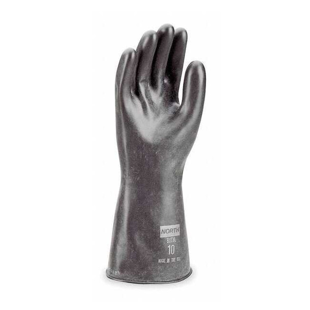 North Chemical Resistant Gloves, Butyl, 11 in L, 16 mil, Black, 7, 1 PR B161/7