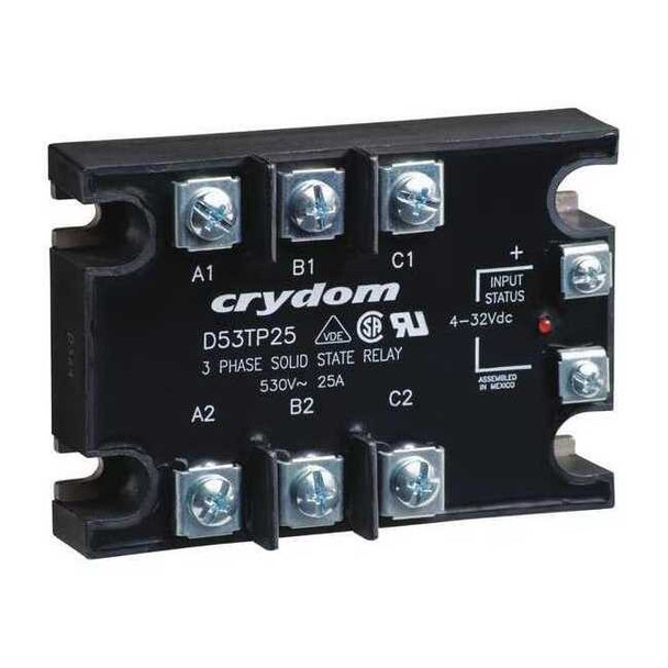 Crydom Solid State Relay, 3 Phase, Saddle Clamp, Screw, Panel, SCR D53TP50D-10