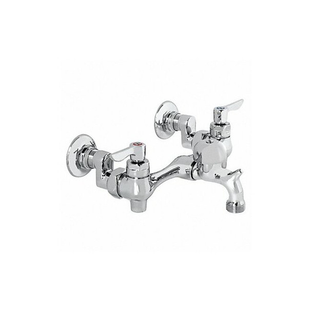 Lever Handle Straight Service Sink Faucet, 6" to 10" Mount, Chrome 2 Hole