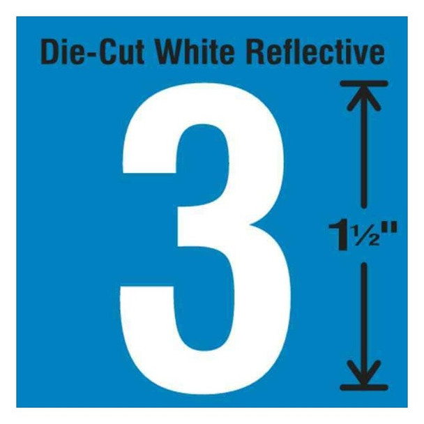 Stranco NumberLabel,Vinyl,1-1/2inH,7/8inW,PK5 DWR-1.5-3-5