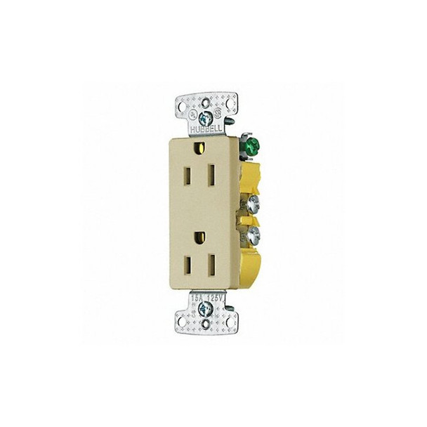 Hubbell Wiring Device-Kellems Receptacle,Deco,15A,5-15R,125V,Ivory RRD15I Hubbell Wiring Device-Kellems Receptacle,Deco,15A,5-15R,125V,Ivory RRD15I