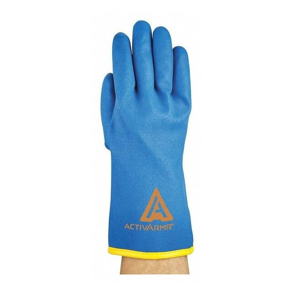 Cold Protection Coated Gloves, PVC Palm, Acrylic/Nylon Lining, Blue/Yellow, 10